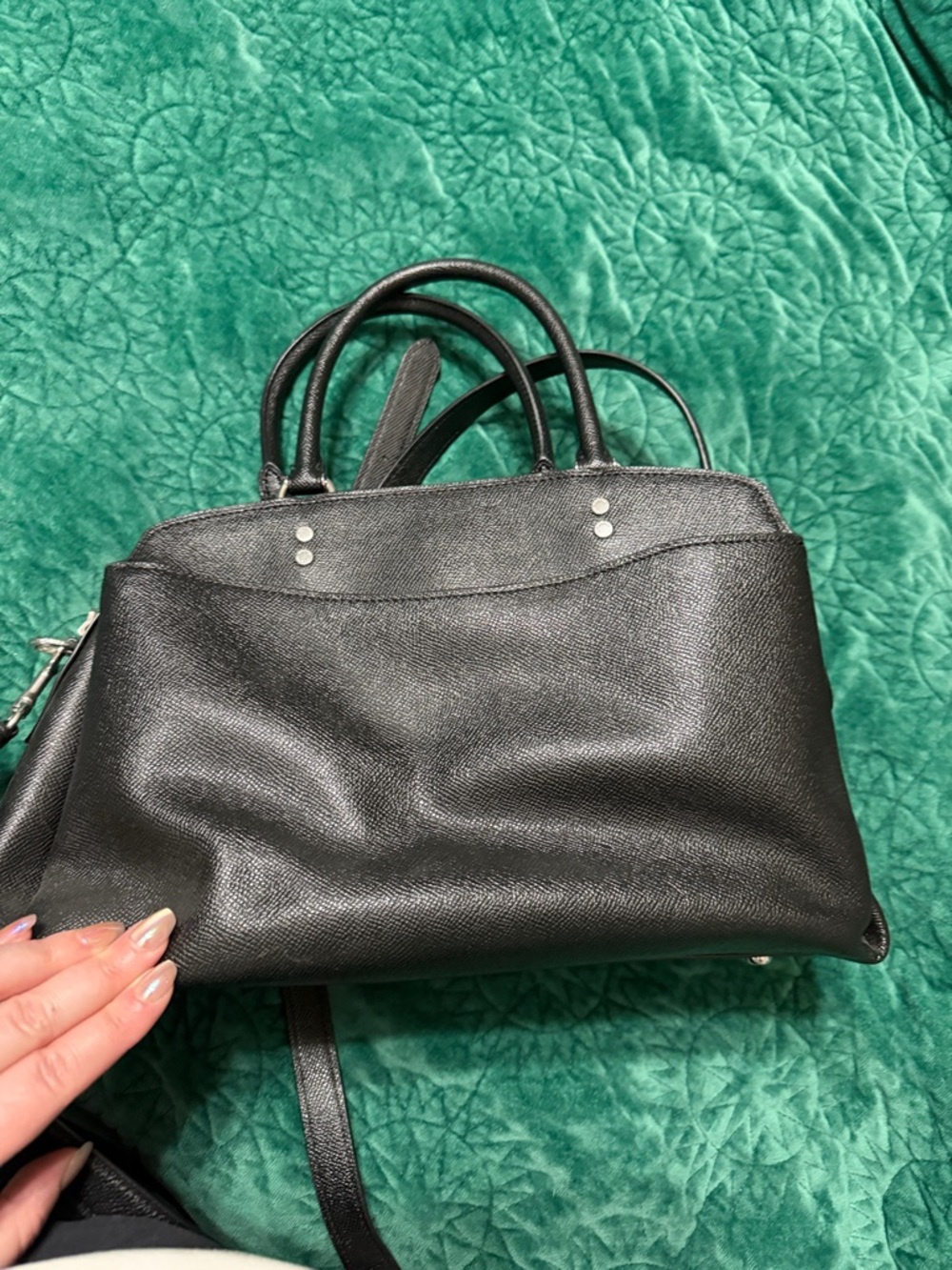 Coach Black Leather Dome Satchel with Removable Crossbody Strap - Picture 7 of 7